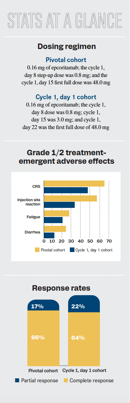 Stats at a glance of the EPCORE NHL-1 trial. 